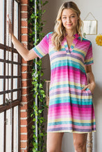 Load image into Gallery viewer, Colorful Full Size Striped Short Sleeve Mini Tee Dress Plus Size Casual Essential Summer Dress