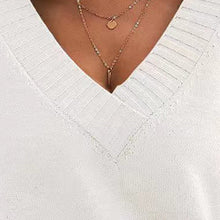 Load image into Gallery viewer, Women’s V-Neck Drop Shoulder Sweater | Casual Long Sleeve Pullover
