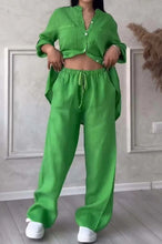 Load image into Gallery viewer, Wide-Leg Pants & Lace-Up Top Two-Piece Set – Solid Color, 12 Colors S–5XL