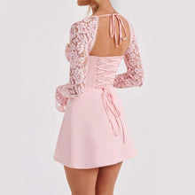 Load image into Gallery viewer, Y2K Lace Long Sleeve Dress Fashion Sexy Corset Backless Lace Up Short Dresses Womens Clothing