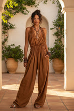 Load image into Gallery viewer, Women's V-Neck Halter Jumpsuit | Sleeveless Open Back Waist-Cinching