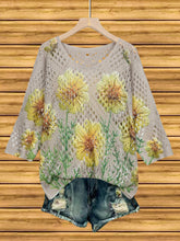 Load image into Gallery viewer, Women's Batwing-Sleeve Sweater – Hollowed-Out 3D Knitted Print Relaxed Fit