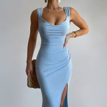 Load image into Gallery viewer, Slim Sleeveless Slit Dress With Back Tie Design Fashion Temperament Dresses For Women Clothing