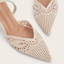 Load image into Gallery viewer, Women's Knitted Cutout Slingback Heeled Sandals – Pointed Toe High Heels