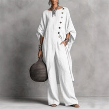 Load image into Gallery viewer, Women's Drop Shoulder Three-Quarter Sleeve Irregular Shirt & Pants Set