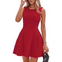 Load image into Gallery viewer, Sleeveless Solid Color Pleated Dress | Flared Midi Casual