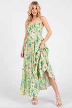 Load image into Gallery viewer, New Summer Floral Smocked Back Ruffled Hem Maxi Cami Dress – Bohemian Elegance, Feminine, Flowy, Comfortable, Effortlessly Chic