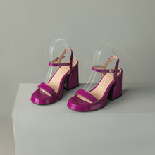 Load image into Gallery viewer, Women's Round Toe Chunky Heel Sandals – Buckle Strap Block Heel