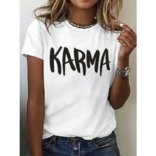 Load image into Gallery viewer, Short Sleeve Round Neck T-Shirt With 'KARMA' Print
