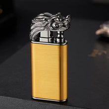 Load image into Gallery viewer, Mandotos Creative Blue Flame Lighter Dolphin Dragon Tiger Metal Windproof Double Flame Refillable