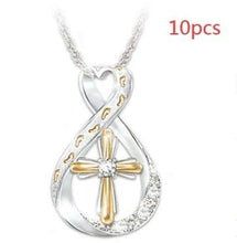 Load image into Gallery viewer, Mandotos Cross Footprint Diamond Pendant Two Tone Necklace