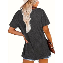 Load image into Gallery viewer, Women's Round Neck Short Sleeve T-Shirt With Slogan Print, Casual Summer Top