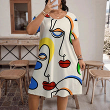 Load image into Gallery viewer, Women’s Casual Printed Round Neck Short Sleeve Dress
