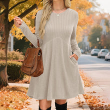 Load image into Gallery viewer, Women's Solid Color Long Sleeve Knit Dress