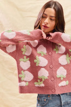 Load image into Gallery viewer, SO ME Strawberry Fruit All Over Button Sweater Cardigan