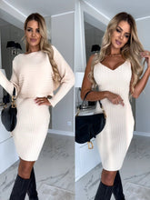 Load image into Gallery viewer, 2pcs Suit Women's Solid Stripe Long-sleeved Top And Tight Suspender Skirt Fashion Autumn Winter Slim Clothing