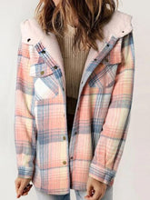 Load image into Gallery viewer, Plaid Snap Down Plush Hooded Jacket Soft & Warm Women Outerwear Cozy And Comfortable Jacket