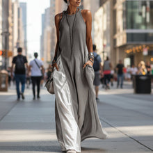 Load image into Gallery viewer, Off-Shoulder Color-Block Flared Maxi Dress with Pockets