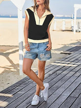 Load image into Gallery viewer, Fisoew Color‑Block Half‑Zip Polo Sweatshirt