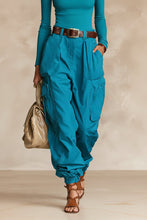 Load image into Gallery viewer, Women's High-Waist Cargo Parachute Pants with Elastic Ankle Cuffs