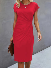 Load image into Gallery viewer, Front Knot Bodycon Midi Dress – Round Neck Sleeveless Tie Dress