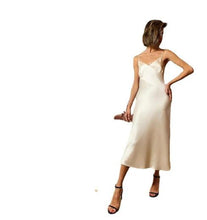 Load image into Gallery viewer, Sling Style Collage Stitching Long Swing Skirt in Sweet Plain Pattern - Polyester Fiber