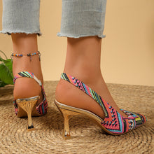 Load image into Gallery viewer, Women's Boho Geometric Print Slingback Stiletto Heels – Pointed Toe