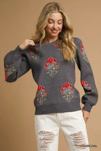 Load image into Gallery viewer, Umgee Single Flower Stem Jacquard Sweater