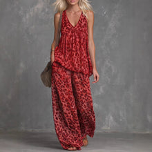 Load image into Gallery viewer, Women’s Leopard Print Sleeveless Top and Chiffon Pants Set