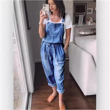 Load image into Gallery viewer, Women's Cotton Sleeveless Wide-Leg Overall Jumpsuit Pants