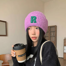 Load image into Gallery viewer, Loose Big-Head Woolen Cap with Letter Design — Oversize Winter Wool Hat