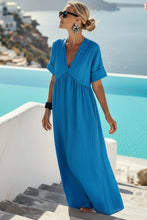 Load image into Gallery viewer, Women's V-Neck Empire-Waist Crinkle Gauze Maxi Dress