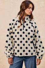 Load image into Gallery viewer, BiBi Polka Dot Sherpa Half Zip Up Top with Side Pocket
