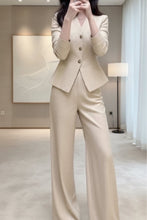 Load image into Gallery viewer, Waist-Grabbing Beige Coat and Wide Leg Pants Set