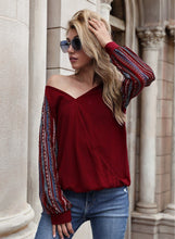 Load image into Gallery viewer, Two Tone Surplice V Neck Sweater