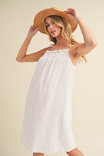 Load image into Gallery viewer, New Summer Embroidered Trim Gauze Square Neck Mini Cami Dress For Women –Elegant, Feminine & Stylish for Summer