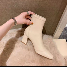 Load image into Gallery viewer, Soft Leather Zip-Back Velvet-Lined Skinny Boots — Sleek Heels