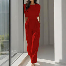 Load image into Gallery viewer, Women’s wide-leg short sleeve jumpsuit