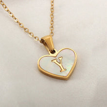 Load image into Gallery viewer, 26 Letter Heart-shaped Necklace White Shell Love Clavicle Chain Fashion Personalized Necklace For Women Jewelry Valentine's Day