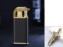 Load image into Gallery viewer, Mandotos Creative Blue Flame Lighter Dolphin Dragon Tiger Metal Windproof Double Flame Refillable