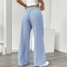 Load image into Gallery viewer, Women's Striped Print Straight Wide Leg Pockets Pants Casual Long Pants