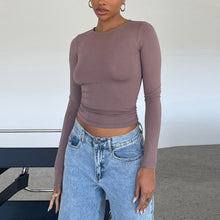 Load image into Gallery viewer, Slim Fit Long Sleeve Shirt | Women's Casual Crop Tops