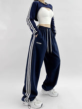Load image into Gallery viewer, Embroidered Patchwork Wide-Leg Athletic Sweatpants | 4 Colors