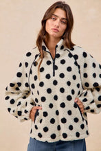 Load image into Gallery viewer, BiBi Polka Dot Sherpa Half Zip Up Top with Side Pocket