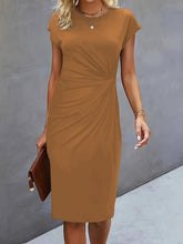 Load image into Gallery viewer, Front Knot Bodycon Midi Dress – Round Neck Sleeveless Tie Dress
