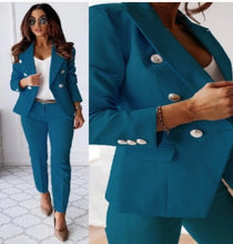 Load image into Gallery viewer, Lapel Button-Down Jacket & Slim-Fit Trousers Suit – 15 Colors XS–XXL