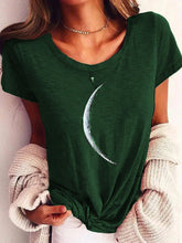 Load image into Gallery viewer, Wide Collar Printed T-Shirt – Casual Short Sleeve Top for Women