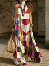 Load image into Gallery viewer, Women's Printed Halterneck Split Maxi Dress – Loose Fit Sleeveless