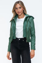 Load image into Gallery viewer, Women Classic Snobbish Faux Leather Zip-Up Drawstring Hooded Jacket Edgy & Casual PU Leather Jacket For Streetwear