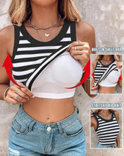 Load image into Gallery viewer, Women's Slim Striped Vest with Bralette – Chic Sleeveless Tank Top